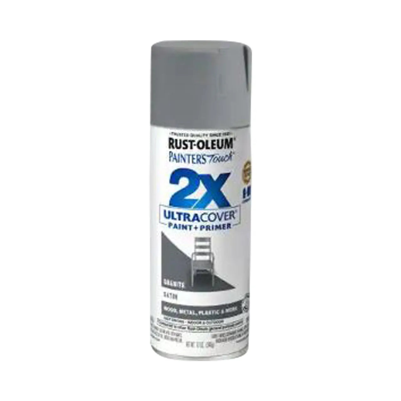 A 12 oz. can of Go Build, The Fastest Way To Build General Purpose Spray Paint in satin granite finish for wood, metal, plastic, and more. Features a gray cap and white label; stands upright.